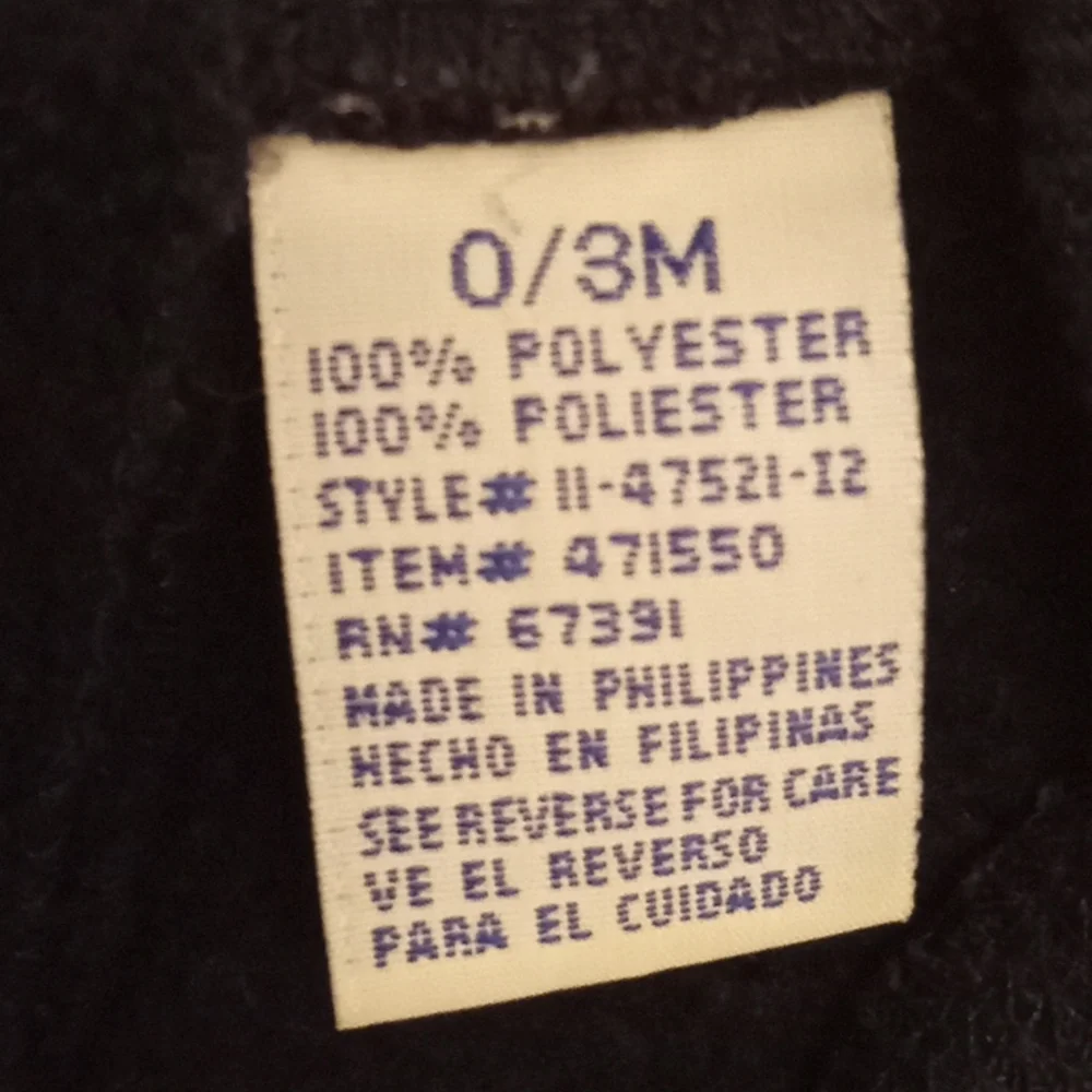 Vintage Miniwear One Piece Navy Blue Fleece Winter Bear Jumper Size 0-3 …